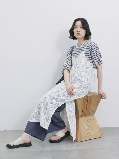 Samansa Mos2 blue「メッシュレースキャミワンピース」|ワンピース|