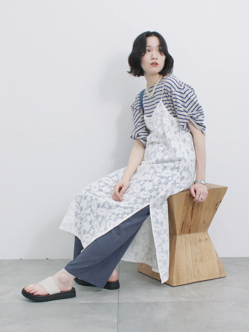 Samansa Mos2 blue「メッシュレースキャミワンピース」|ワンピース|