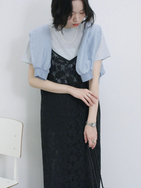 Samansa Mos2 blue「メッシュレースキャミワンピース」|ワンピース|