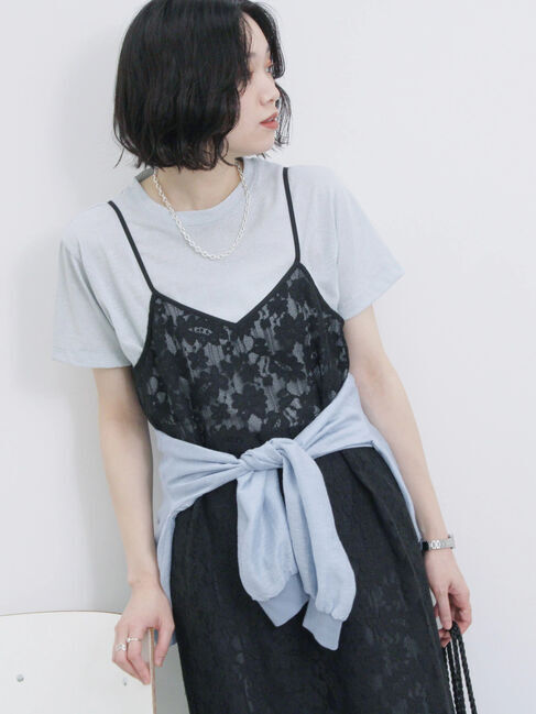 Samansa Mos2 blue「メッシュレースキャミワンピース」|ワンピース|ブラック