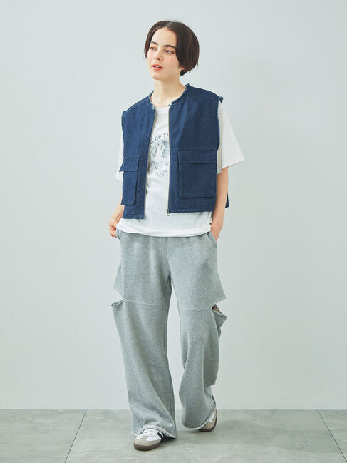 SM2「ツイル/デニムフリンジショートベスト」|ダウンベスト・ベスト|