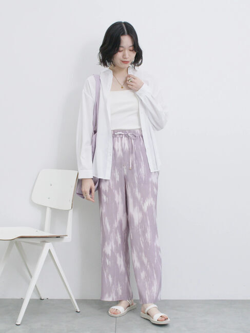 Samansa Mos2 blue「【接触冷感】水彩柄イージーパンツ」|その他|