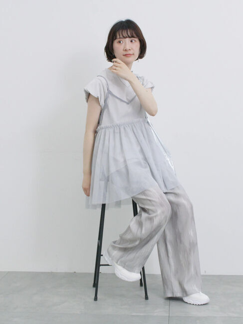 Samansa Mos2 blue「【接触冷感】水彩柄イージーパンツ」|その他|