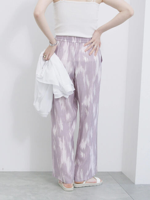 Samansa Mos2 blue「【接触冷感】水彩柄イージーパンツ」|その他|