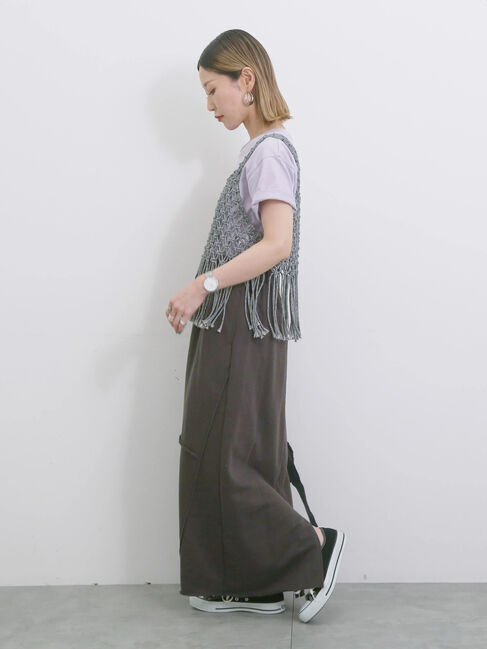 Samansa Mos2 blue「◎裏毛切替ナロースカート」|スカート|