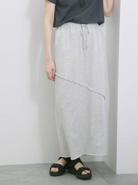 Samansa Mos2 blue「◎裏毛切替ナロースカート」|スカート|