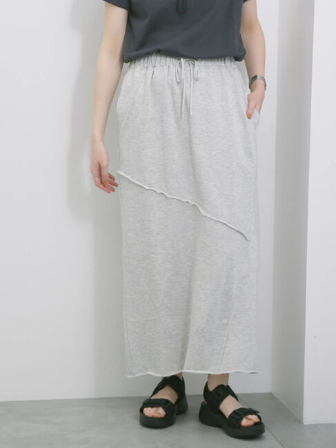 Samansa Mos2 blue「◎裏毛切替ナロースカート」|スカート|