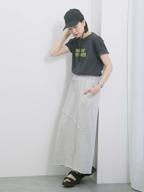 Samansa Mos2 blue「◎裏毛切替ナロースカート」|スカート|