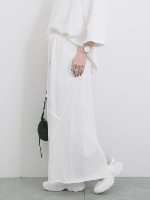 Samansa Mos2 blue「◎裏毛切替ナロースカート」|スカート|