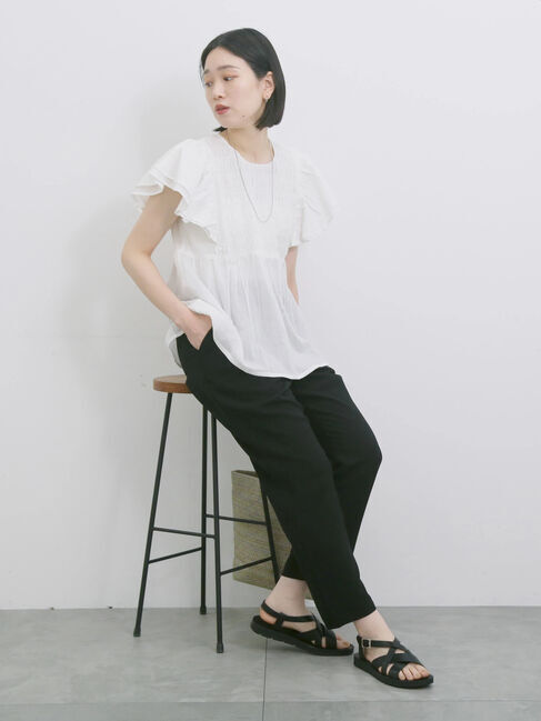 Samansa Mos2 blue「【Made in India】シャーリングブラウス」|シャツ・ブラウス|