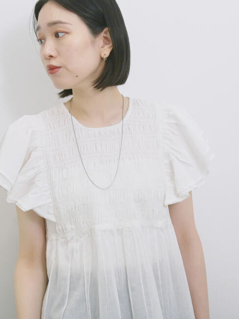 Samansa Mos2 blue「【Made in India】シャーリングブラウス」|シャツ・ブラウス|