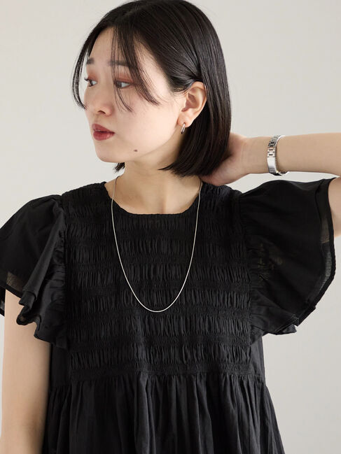 Samansa Mos2 blue「【Made in India】シャーリングブラウス」|シャツ・ブラウス|