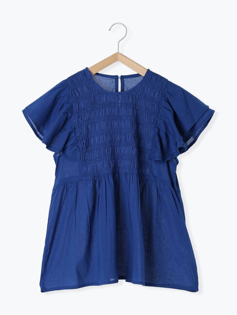 Samansa Mos2 blue「【Made in India】シャーリングブラウス」|シャツ・ブラウス|