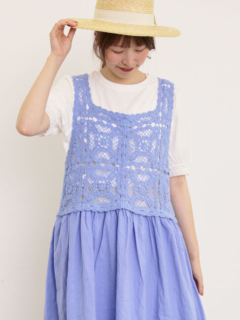 Samansa Mos2「【汗染み防止】袖口レースパフスリーブTシャツ」|Tシャツ・カットソー|