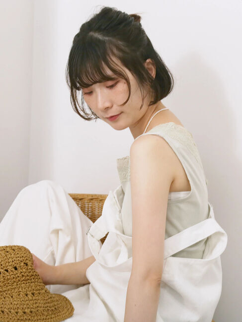 Samansa Mos2 blue「前後2way幅広レースタンク」|Tシャツ・カットソー|