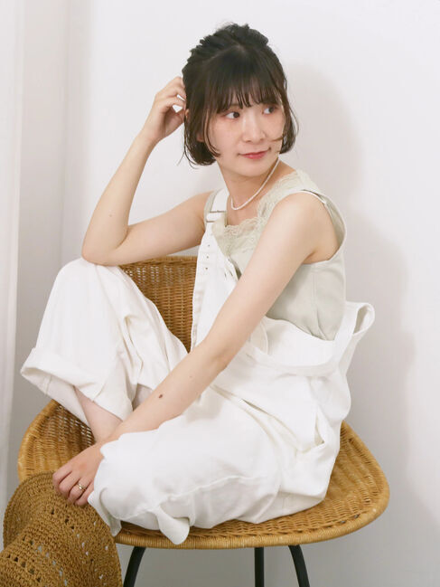 Samansa Mos2 blue「前後2way幅広レースタンク」|Tシャツ・カットソー|