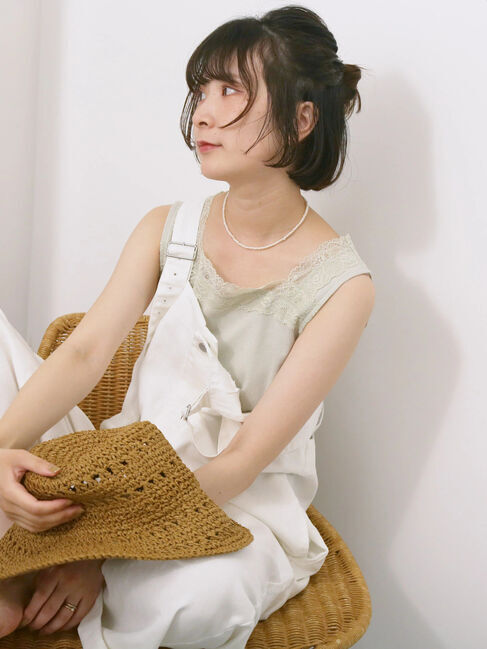 Samansa Mos2 blue「前後2way幅広レースタンク」|Tシャツ・カットソー|