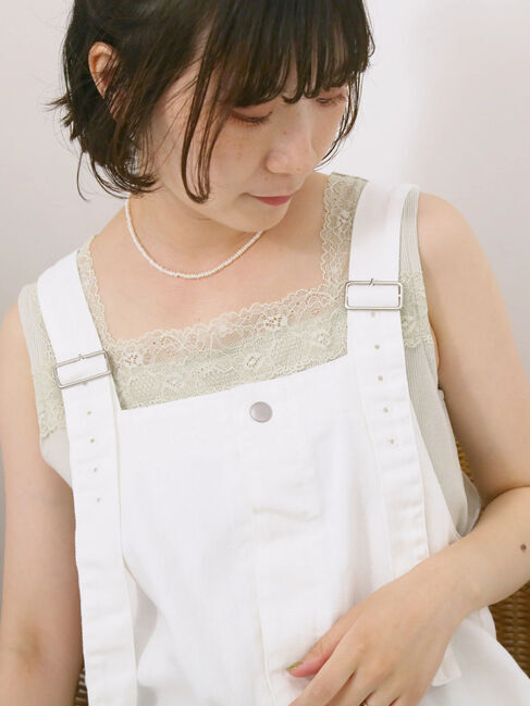 Samansa Mos2 blue「前後2way幅広レースタンク」|Tシャツ・カットソー|