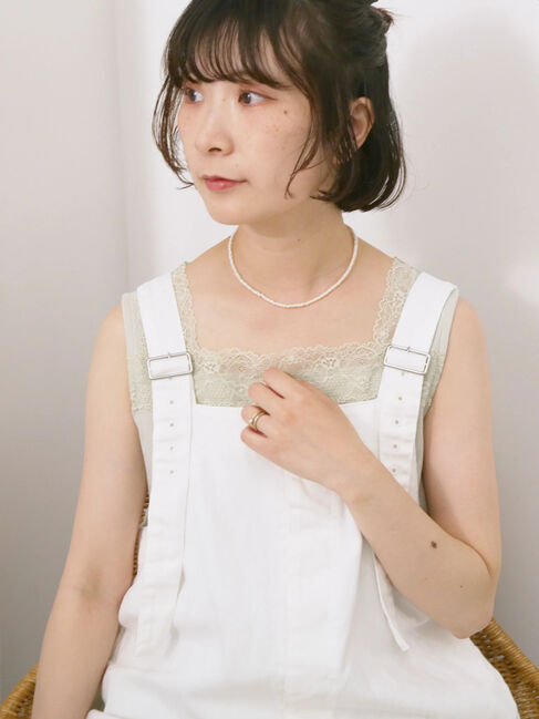 Samansa Mos2 blue「前後2way幅広レースタンク」|Tシャツ・カットソー|