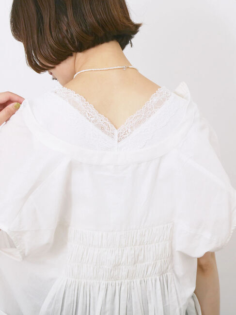 Samansa Mos2 blue「前後2way幅広レースタンク」|Tシャツ・カットソー|