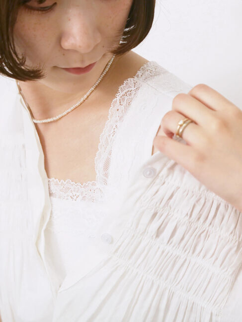 Samansa Mos2 blue「前後2way幅広レースタンク」|Tシャツ・カットソー|