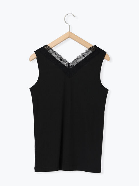 Samansa Mos2 blue「前後2way幅広レースタンク」|Tシャツ・カットソー|