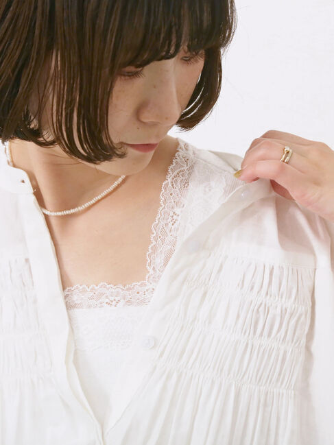 Samansa Mos2 blue「前後2way幅広レースタンク」|Tシャツ・カットソー|