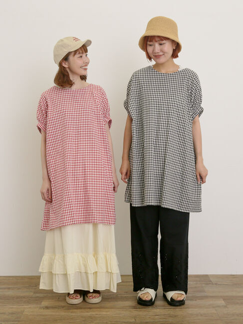 Samansa Mos2「袖口ギャザー前後2WAYチュニック」|シャツ・ブラウス|