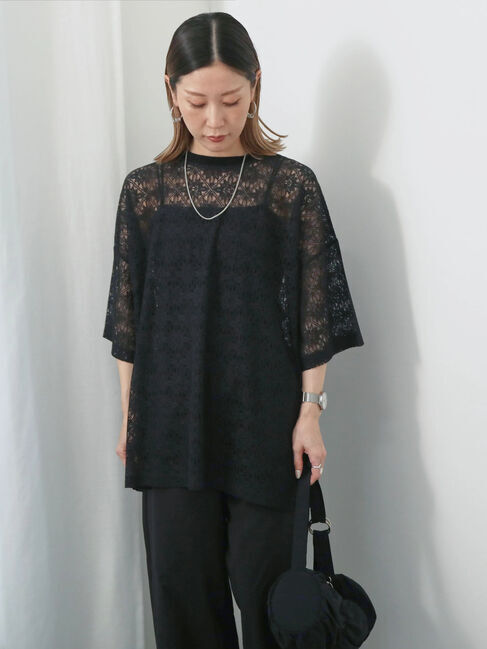 Samansa Mos2 blue「レースTシャツ」|Tシャツ・カットソー|