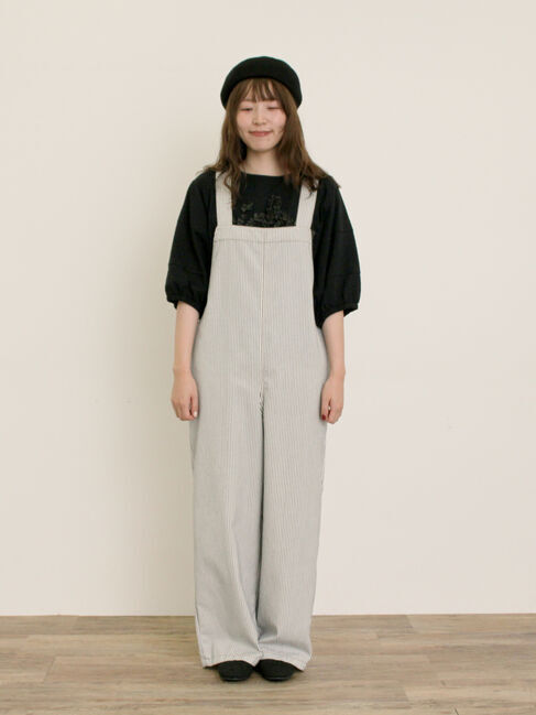 Samansa Mos2「刺繍デニム/ヒッコリーサロペットパンツ」|その他|