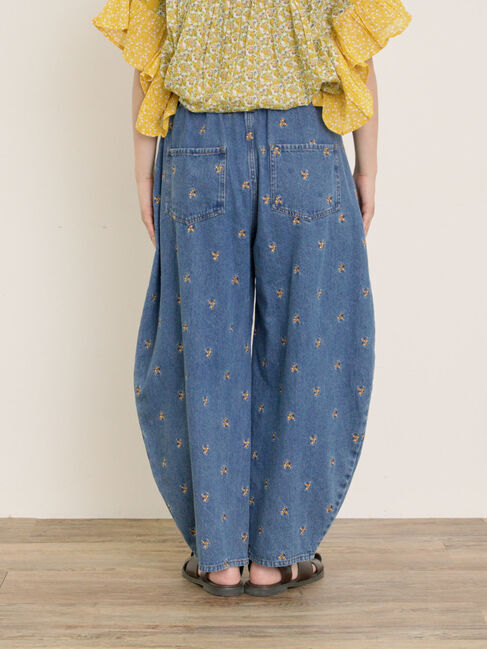 Samansa Mos2「【S/M/Lサイズ】刺繍デニム/ヒッコリーカーブパンツ」|その他|