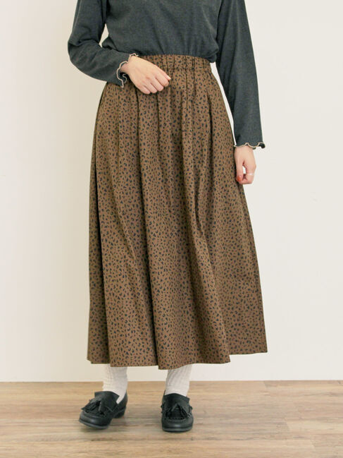 Samansa Mos2「柄アソートタックスカート」|スカート|ダークブラウン