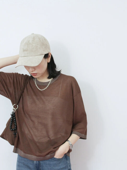 Samansa Mos2 blue「スエードロゴ刺繍キャップ」|その他|