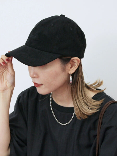 Samansa Mos2 blue「スエードロゴ刺繍キャップ」|その他|