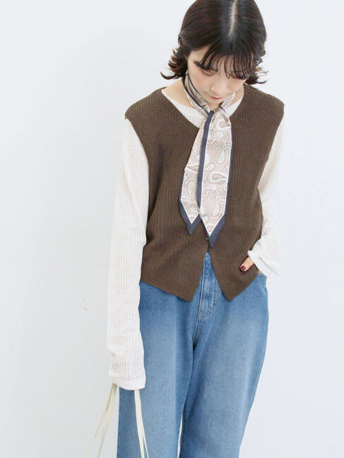 Samansa Mos2 blue「バンダナ付きニットベスト」|ニット・セーター|