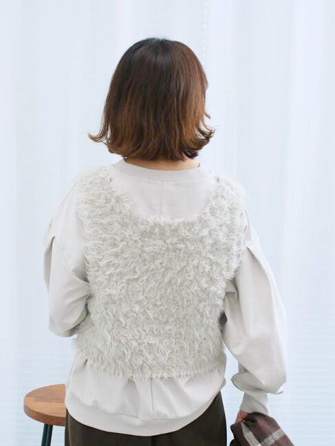 Samansa Mos2 blue「ふわふわショート丈ニットベスト」|ニット・セーター|