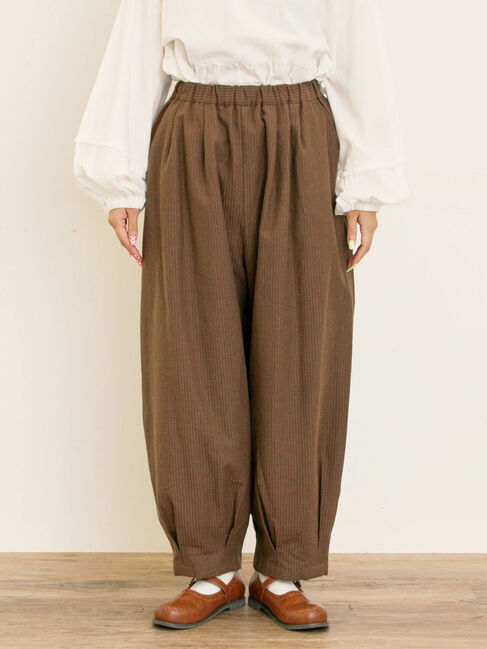 Samansa Mos2「ストライプツイル裾タックパンツ」|その他|