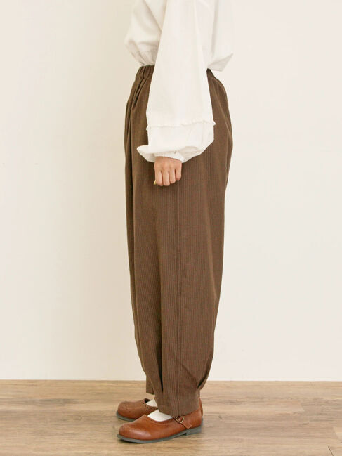 Samansa Mos2「ストライプツイル裾タックパンツ」|その他|