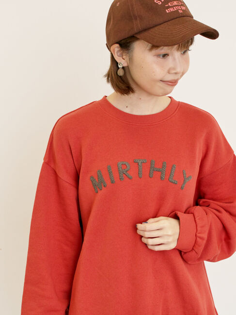Samansa Mos2「飛び裏毛ざっくり刺繍ロゴスウェット」|Tシャツ・カットソー|レッド