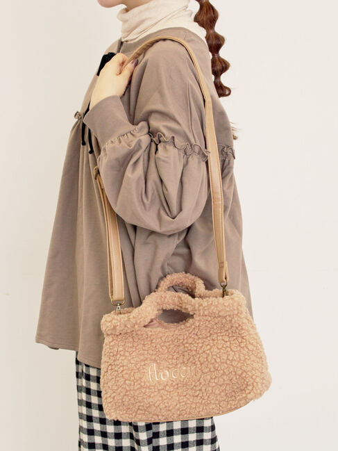 Samansa Mos2「【2WAY】ロゴ刺繍ボアショルダーバッグ」|その他|ベージュ