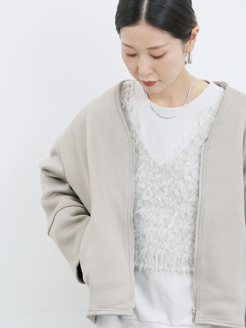 Samansa Mos2 blue「【マシンウォッシャブル】マルチスタイルボンディングブルゾン」|ブルゾン・スタジャン|