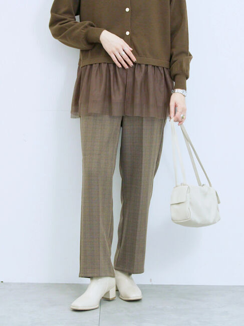 Samansa Mos2 blue「カチオン染めチェックパンツ」|その他|