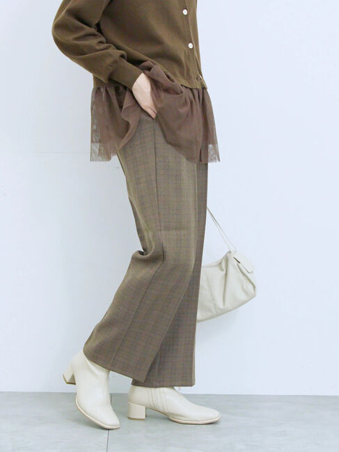 Samansa Mos2 blue「カチオン染めチェックパンツ」|その他|