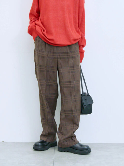 Samansa Mos2 blue「カチオン染めチェックパンツ」|その他|