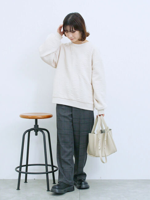 Samansa Mos2 blue「カチオン染めチェックパンツ」|その他|