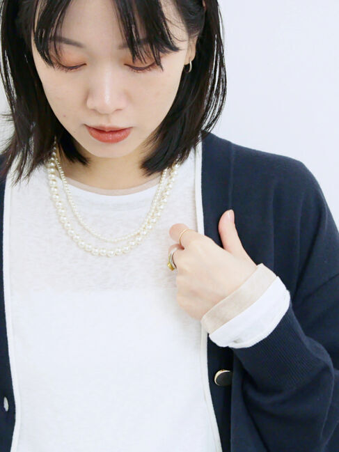 Samansa Mos2 blue「レイヤード風ロンT」|Tシャツ・カットソー|