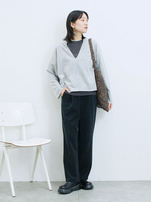 Samansa Mos2 blue「レイヤード風ロンT」|Tシャツ・カットソー|