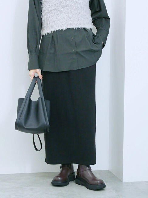 Samansa Mos2 blue「カットリブナロースカート」|スカート|