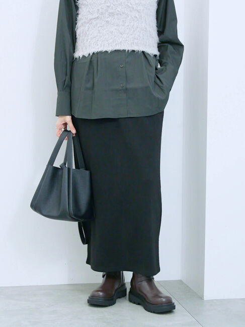 Samansa Mos2 blue「カットリブナロースカート」|スカート|