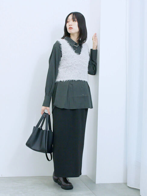 Samansa Mos2 blue「カットリブナロースカート」|スカート|